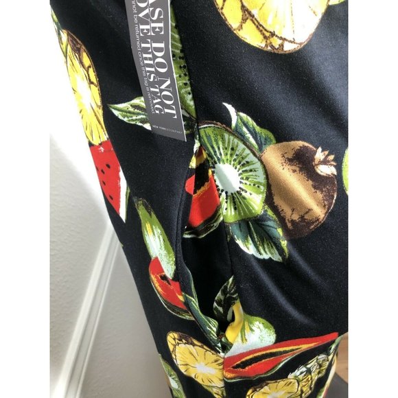 Women's New York & Co. X Small NWT Black Fruit Dress Side Pockets Stretch Cotton - Picture 7 of 8